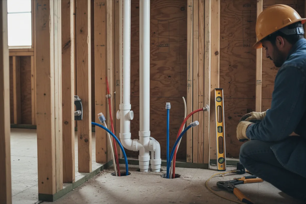 Drain and supply rough-in during Leak Detection in Visalia