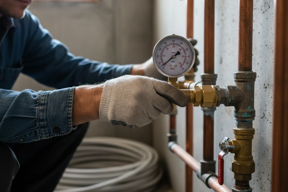 Pressure testing a repaired line during Water Line Repair in Visalia